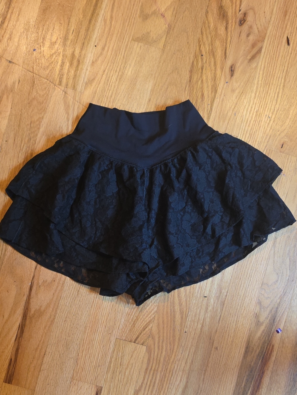 Offline By Aerie Black Lace Layered Skort with High Waist